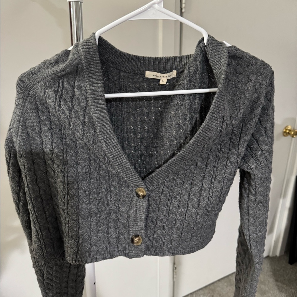 Forever 21 Dark Gray Cable Knit Cardigan